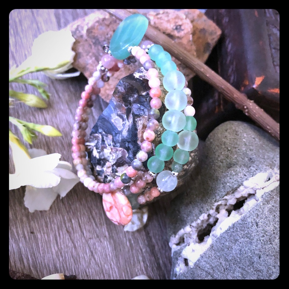 Handmade beaded wrap around bracelet.